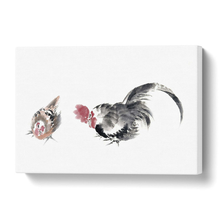 Big Box Art Rooster & Chicken by Katsushika Hokusai Wrapped Canvas